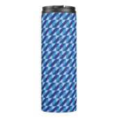 Retro Cool Blauw Geometrisch Driehoek Abstract Thermosbeker (Achterkant)