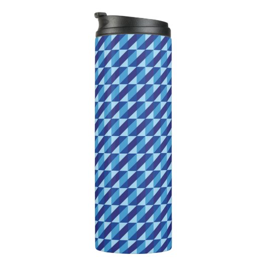 Retro Cool Blauw Geometrisch Driehoek Abstract Thermosbeker (Geroteerd rechts)