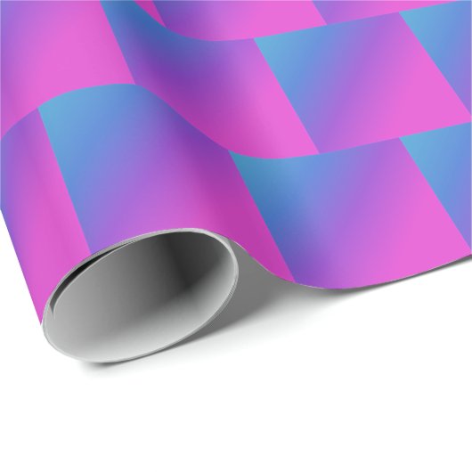 Retro Cool Blue, Paarse & Roze Gradient Square Cadeaupapier (Rol Hoek)