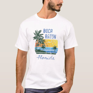 Retro Cool Boca Raton FL - Onderdrukte palmzonnebo T-shirt