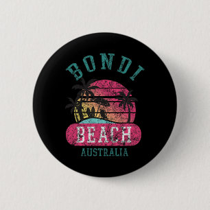 Retro Cool Bondi Beach Australië Stranden Distress Ronde Button 5,7 Cm