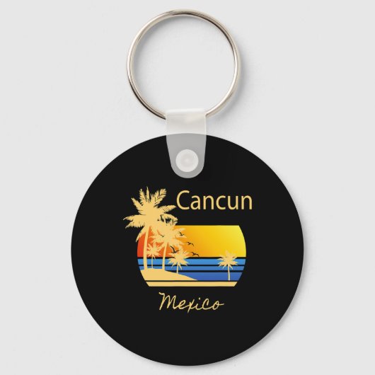 Retro Cool Cancun Original Mexico strandt op de ni Sleutelhanger (Voorkant)
