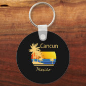 Retro Cool Cancun Original Mexico strandt op de ni Sleutelhanger (Voorkant)