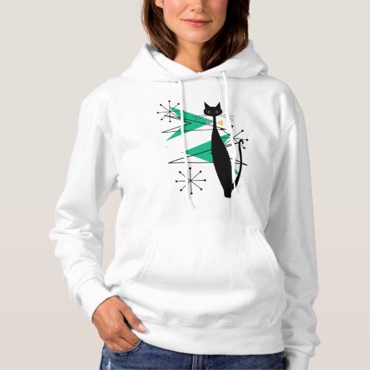 Retro Cool Cat Atomic Era mid Century Modern Hoodie (Voorkant)