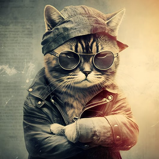 Retro Cool Cat in Leather Jacket Jigzaag Puzzle Legpuzzel