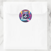 Retro Cool Cat Ronde Sticker (Tas)
