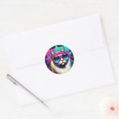Retro Cool Cat Ronde Sticker (Envelop)