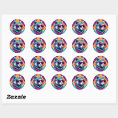 Retro Cool Cat Ronde Sticker (Vel)
