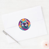 Retro Cool Cat Ronde Sticker (Envelop)