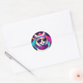 Retro Cool Cat Ronde Sticker (Envelop)