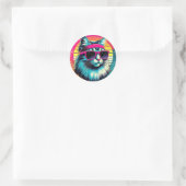Retro Cool Cat Ronde Sticker (Tas)