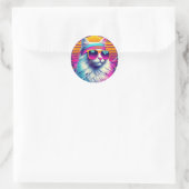 Retro Cool Cat Ronde Sticker (Tas)