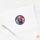 Retro Cool Cat Ronde Sticker (Envelop)