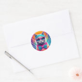 Retro Cool Cat Ronde Sticker (Envelop)
