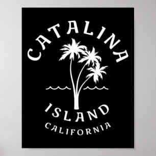 Retro Cool Catalina Island Palm Tree Mannen Vrouwe Poster