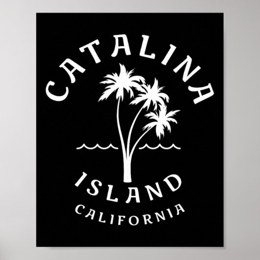 Retro Cool Catalina Island Palm Tree Mannen Vrouwe Poster (Voorkant)
