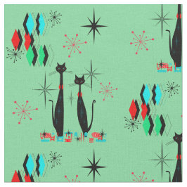 Retro Cool Cats & Starbursts Mid Century Moderne Stof