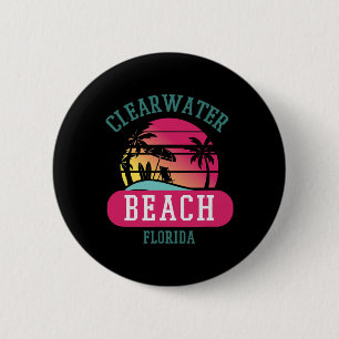 Retro Cool Clearwater Beach Origineel Florida Beac Ronde Button 5,7 Cm