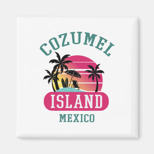 Retro Cool Cozumel Original Mexico Beaches Sunset Magneet