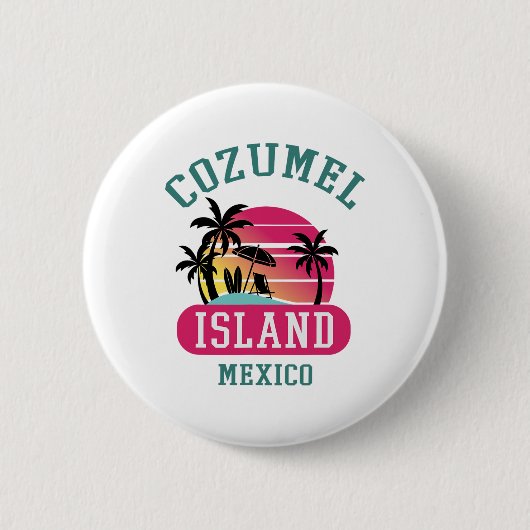 Retro Cool Cozumel Original Mexico Beaches Sunset Ronde Button 5,7 Cm (Voorkant)