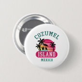 Retro Cool Cozumel Original Mexico Beaches Sunset Ronde Button 5,7 Cm (Voorkant /achterkant)