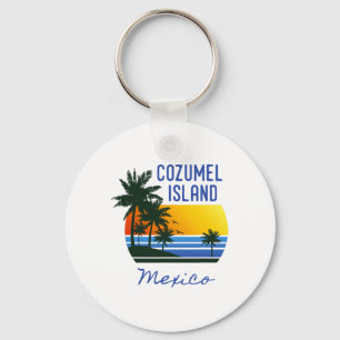 Retro Cool Cozumel Originele Mexico Stranden Vrouw Sleutelhanger