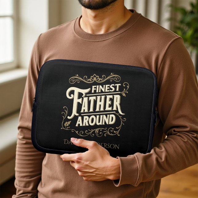 Retro  Cool Elegant Typografie Vader Quote Laptop Sleeve (Creator heeft geüpload)