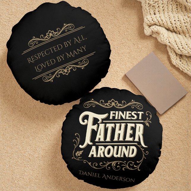 Retro  Cool Elegant Typografie Vader Quote Rond Kussen (Creator heeft geüpload)