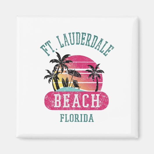 Retro Cool Ft. Lauderdale Mannen vrouwen FL B Magneet (Voorkant)