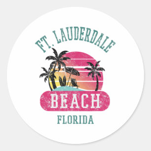Retro Cool Ft. Lauderdale Mannen vrouwen FL B Ronde Sticker