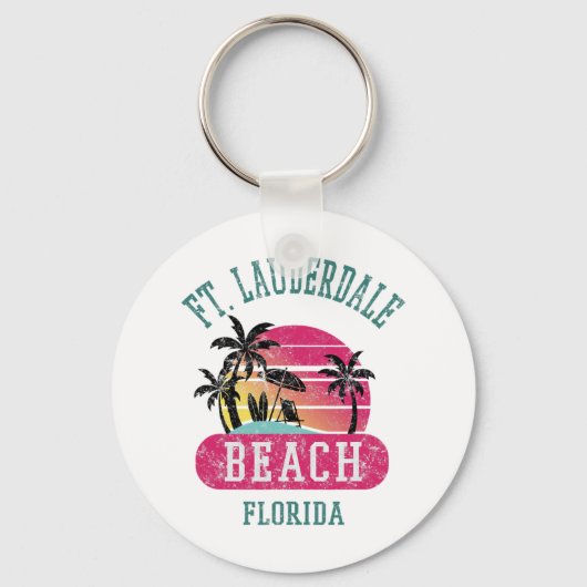 Retro Cool Ft. Lauderdale  Mannen vrouwen FL B Sleutelhanger (Voorkant)