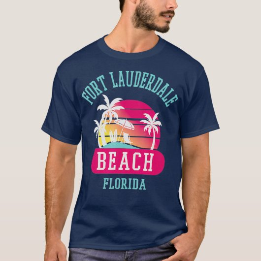 Retro Cool Ft Lauderdale Mannen Womens FL Beaches T-shirt (Voorkant)