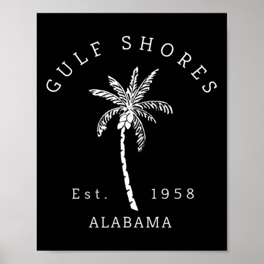 Retro Cool Gulf Shores Al Beach Palm Tree Graphic Poster (Voorkant)