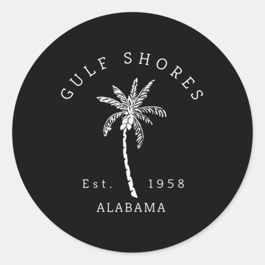 Retro Cool Gulf Shores Al Beach Palm Tree Graphic Ronde Sticker (Voorkant)