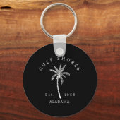 Retro Cool Gulf Shores Al Beach Palm Tree Graphic Sleutelhanger (Voorkant)