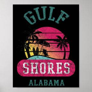 Retro Cool Gulf Shores Original Alabama Beach Grap Poster
