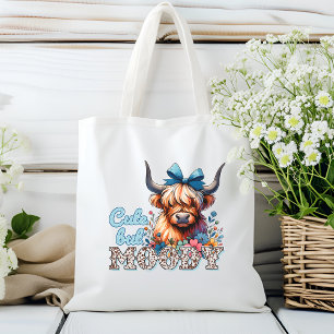 Retro Cool Highland Koe "Schattige maar Moody" Bla Tote Bag