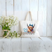 Retro Cool Highland Koe "Schattige maar Moody" Bla Tote Bag