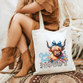 Retro Cool Highland Koe "Schattige maar Moody" Bla Tote Bag