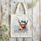Retro Cool Highland Koe "Schattige maar Moody" Bla Tote Bag