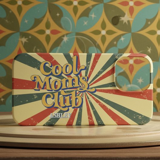 Retro Cool Mamas Club Sunburst Vintage Typografie iPhone Hoesje