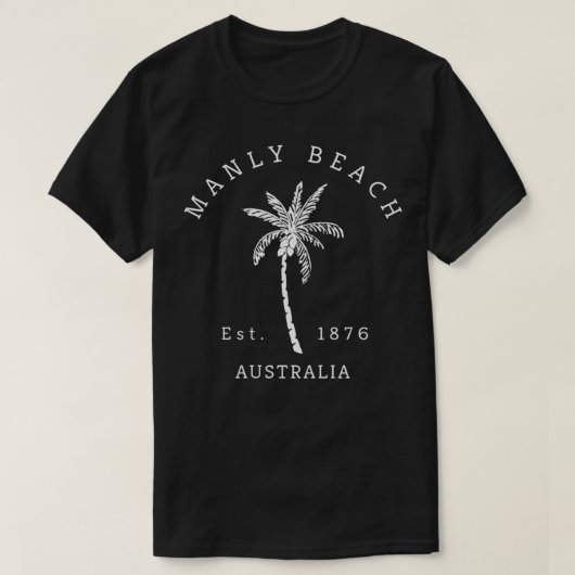 Retro Cool Manly Beach Australia Palm Tree Novelty T-shirt (Design voorkant)
