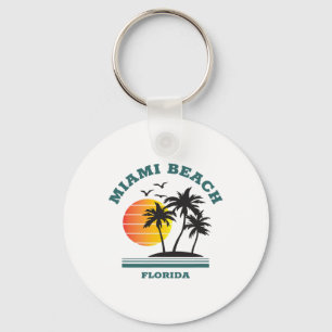Retro Cool Miami Beach Mannen vrouwen uit Florida Sleutelhanger