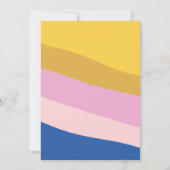 Retro Cool Modern Stripes Blue Yellow Bat Mitzvah Kaart (Achterkant)