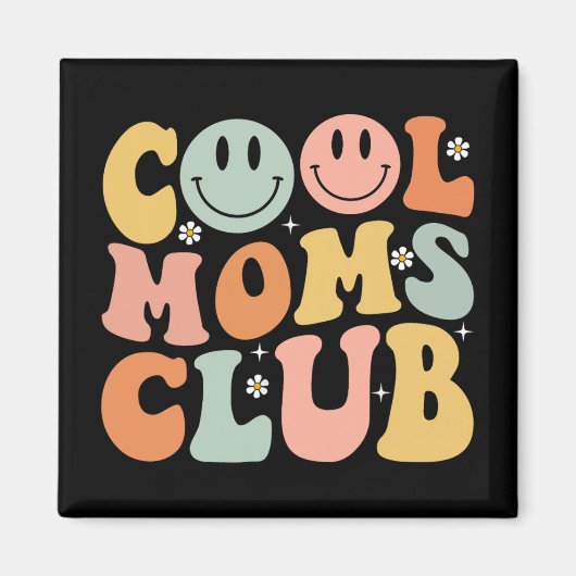Retro Cool Moms Club Mam Smile Happy Face Moeders Magneet (Voorkant)
