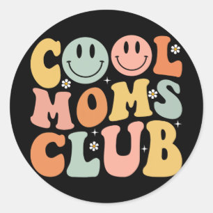 Retro Cool Moms Club Mam Smile Happy Face Moeders Ronde Sticker