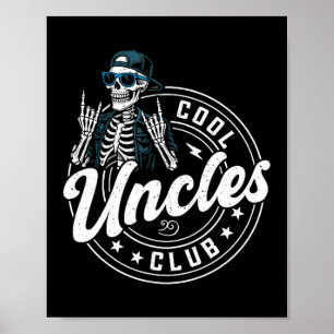 Retro Cool Ooms Club Grappig Skelet Nieuwe Oom Ik Poster