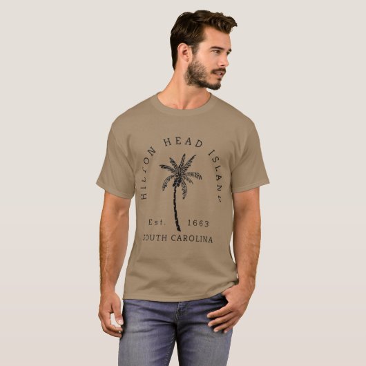 Retro Cool Original Hilton Head Island Palm Tree T-shirt (Voorkant volledig)