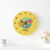 Retro Cool Peace Sign Personalized Grote Klok (Huis)