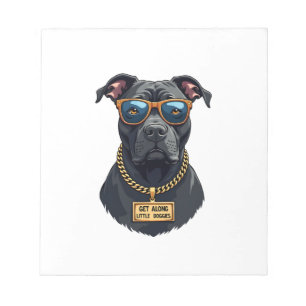 Retro Cool Pitbull in Zonnebril met Gouden Ketting Notitieblok